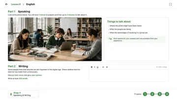 English lesson card: Speaking and Writing